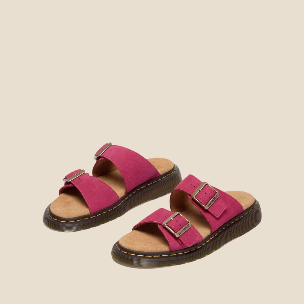 Dr. Martens Josef Pink Nubuck Leather Two Strap Slide Sandals Women's 12 NEW